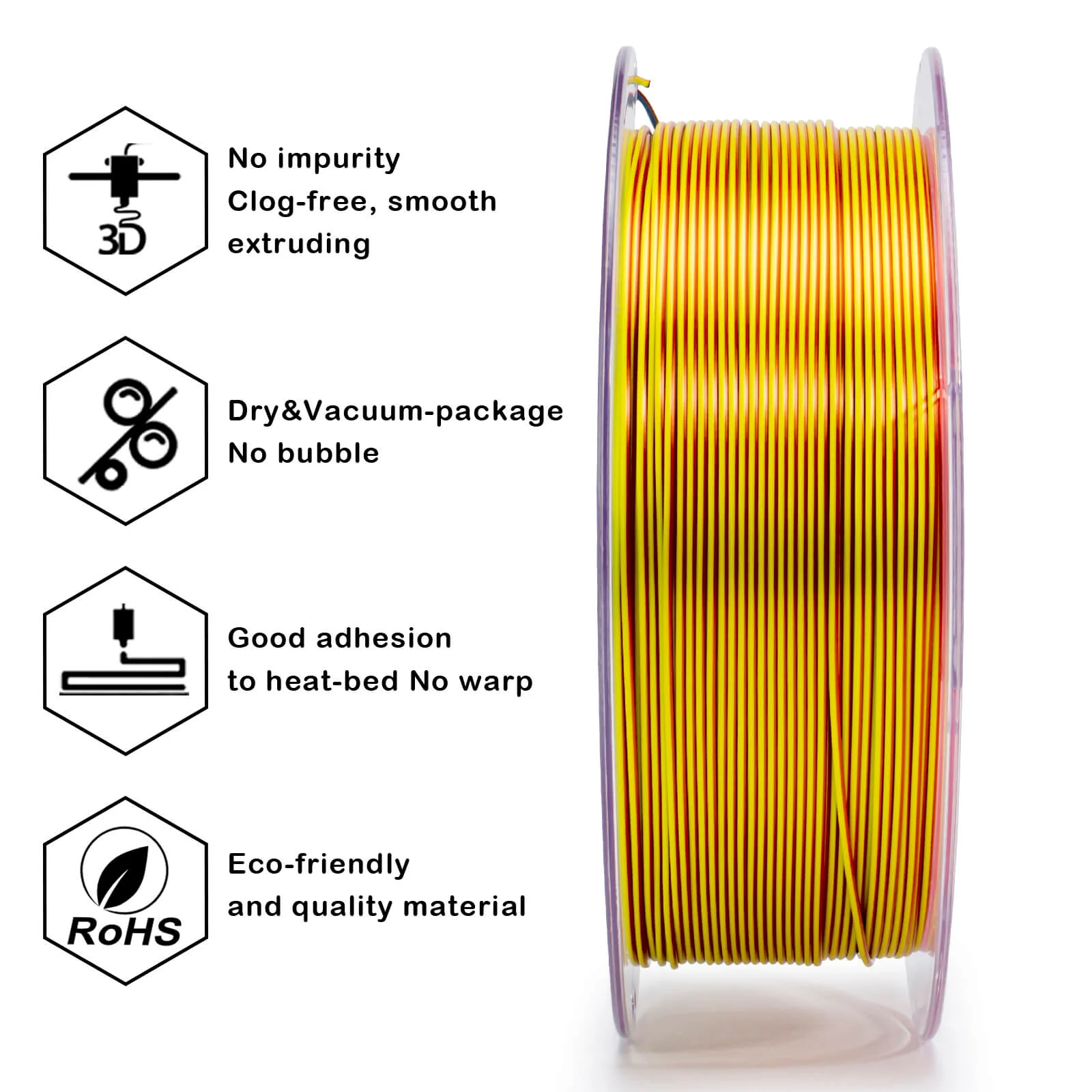 ZIRO Tri-color Silk PLA Filament 1.75mm, Aurora - Image 8