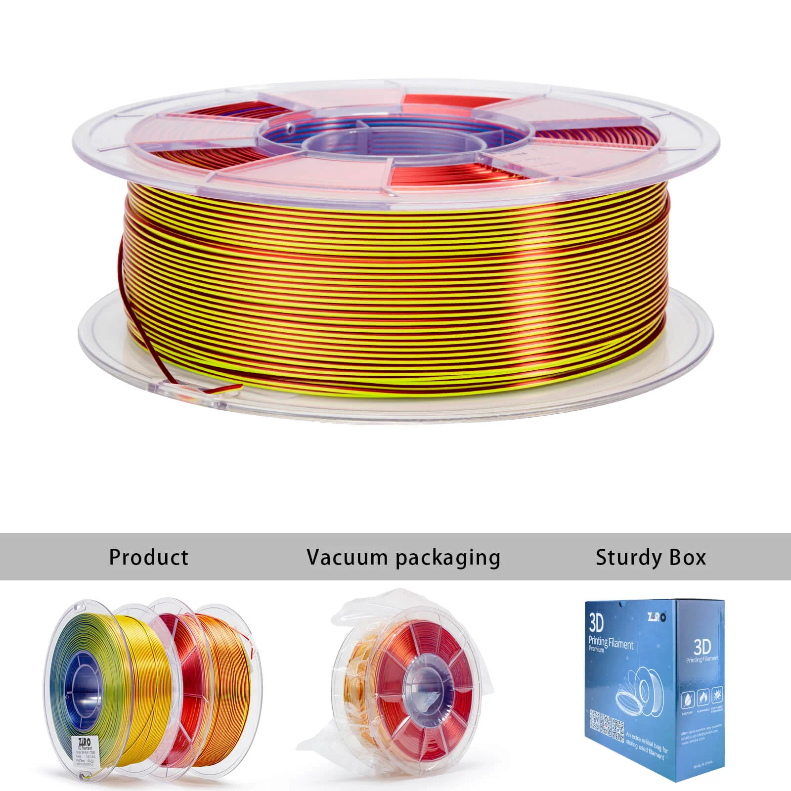 ZIRO Tri-color Silk PLA Filament 1.75mm, Aurora - Image 9