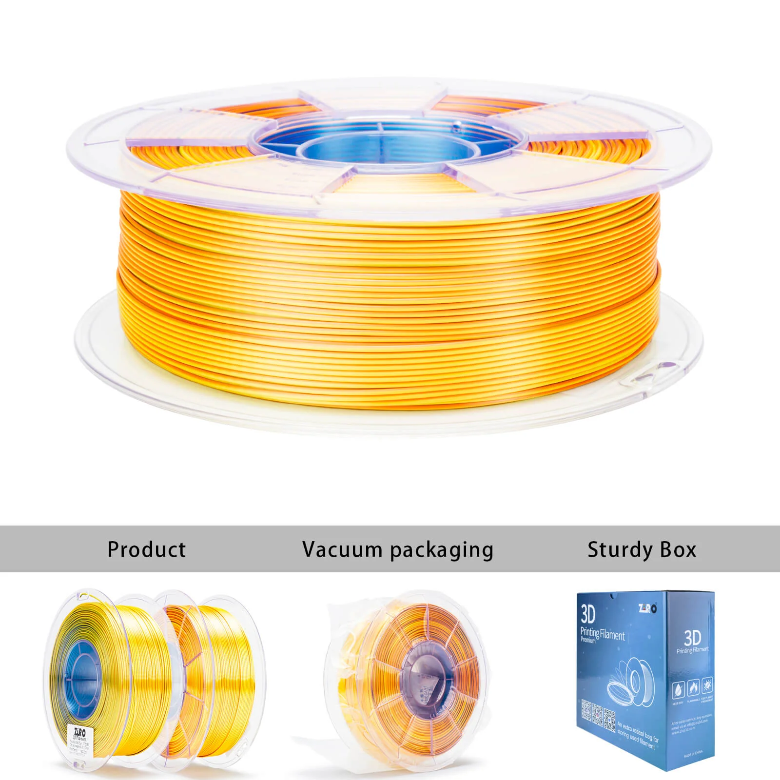 ZIRO Tri-color Silk PLA Filament 1.75mm, Citrus Breeze - Image 10