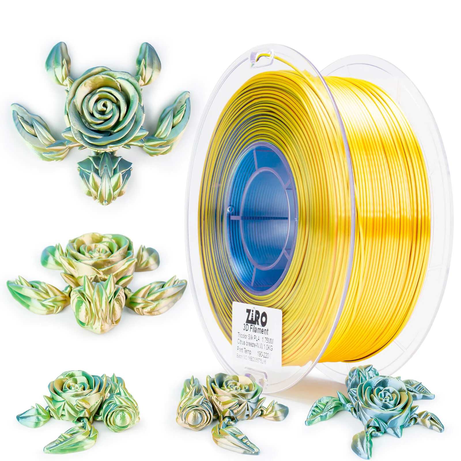 ZIRO Tri-color Silk PLA Filament 1.75mm, Citrus Breeze - Image 3