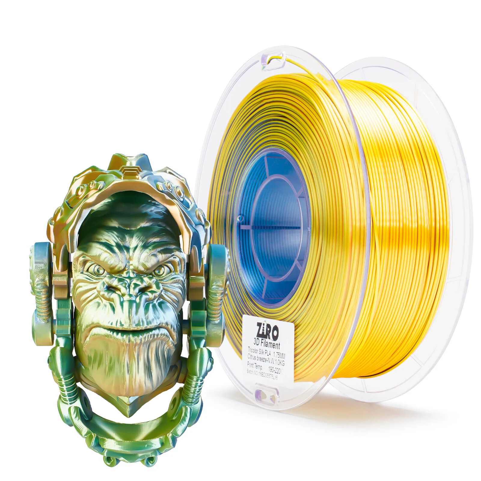 ZIRO Tri-color Silk PLA Filament 1.75mm, Citrus Breeze - Image 4