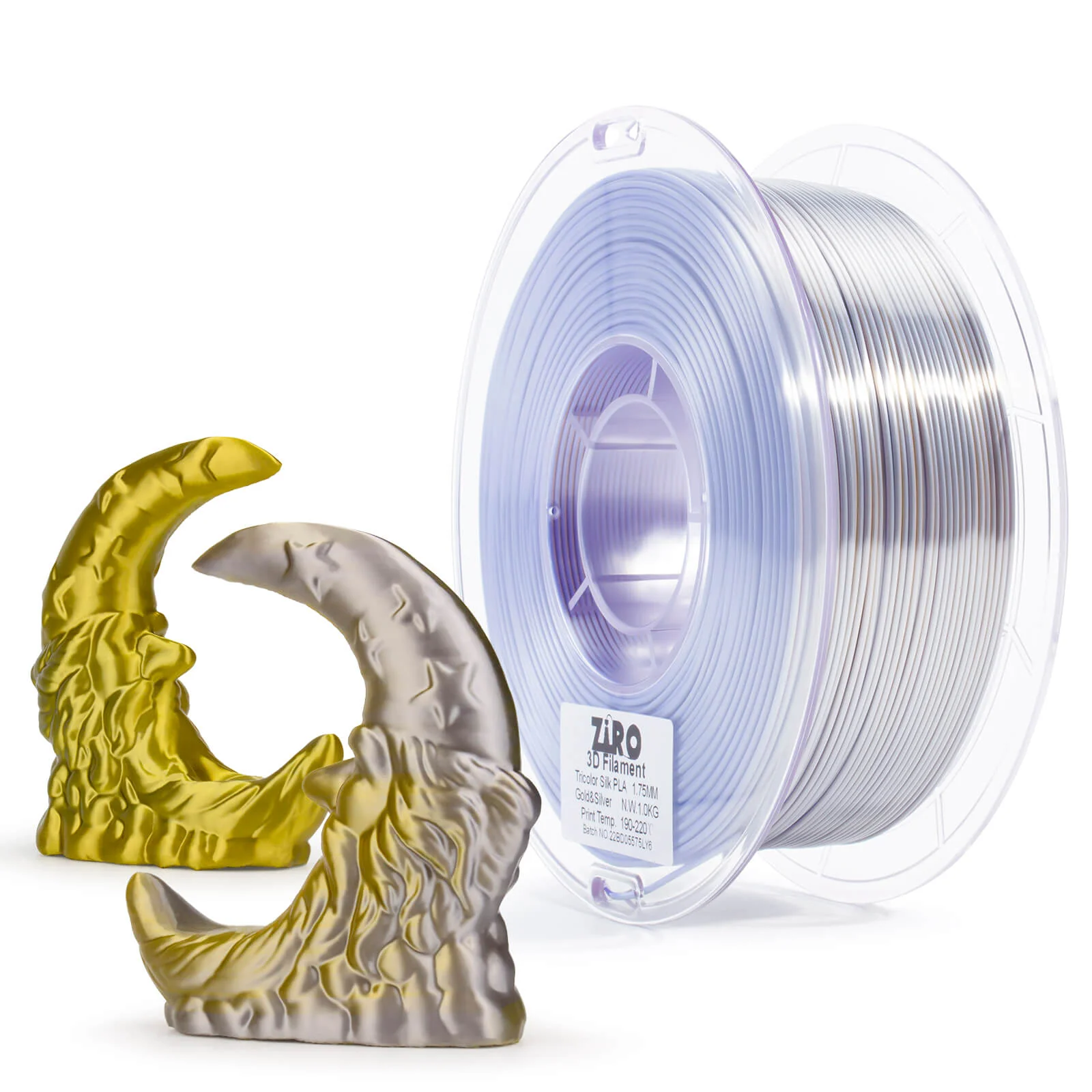 ZIRO Tri-color Silk PLA Filament 1.75mm, Gold & Silver - Image 3
