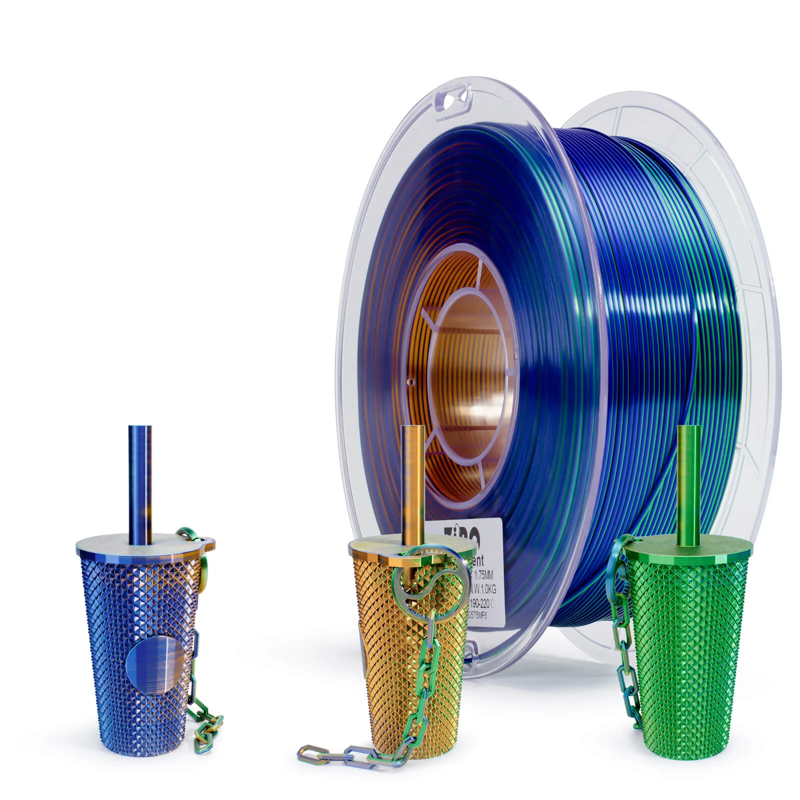 ZIRO Tri-color Silk PLA Filament 1.75mm, Golden Oasis - Image 3