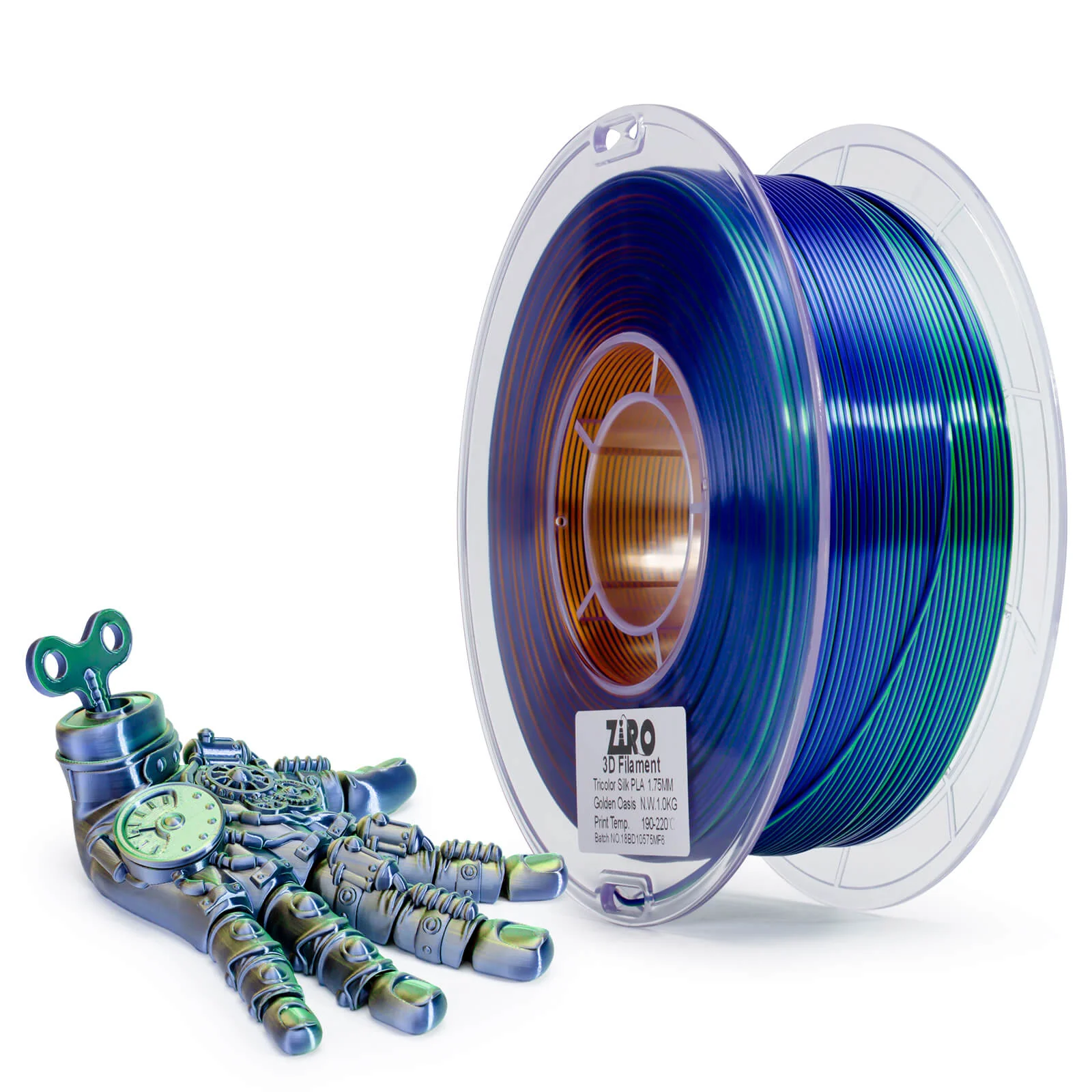 ZIRO Tri-color Silk PLA Filament 1.75mm, Golden Oasis - Image 4