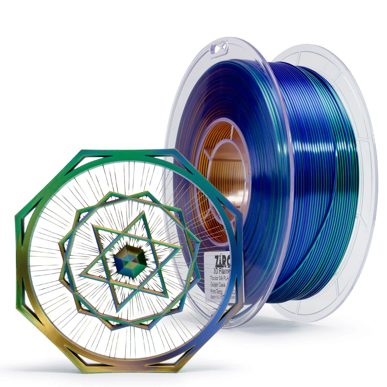 ZIRO Tri-color Silk PLA Filament 1.75mm, Golden Oasis - Image 5