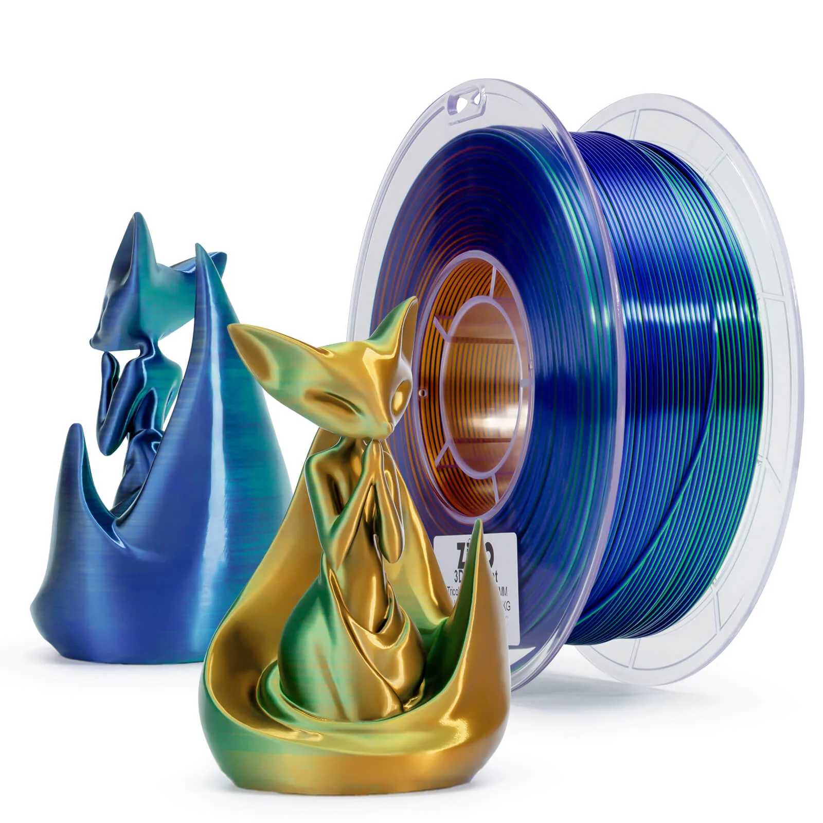 ZIRO Tri-color Silk PLA Filament 1.75mm, Golden Oasis - Image 6