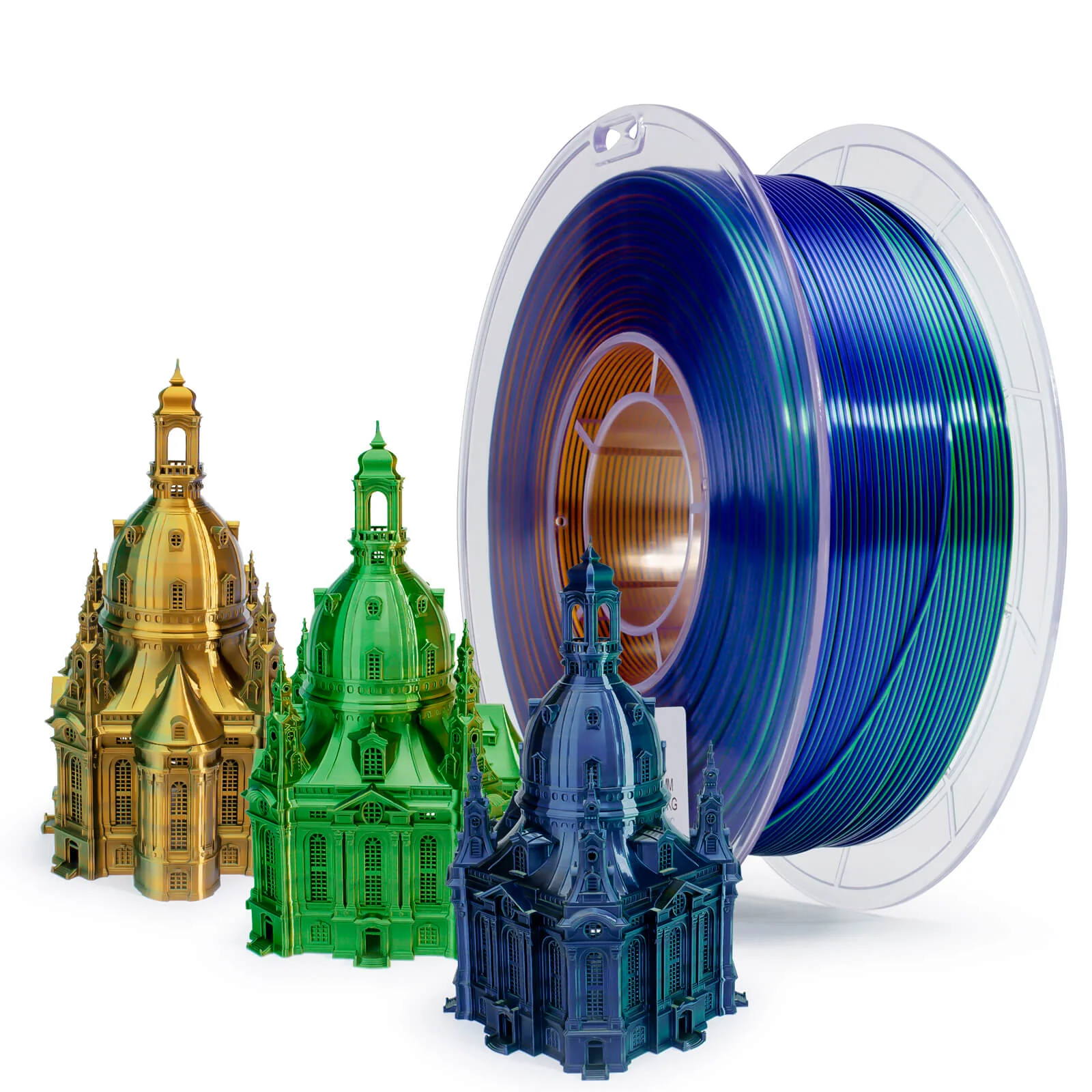 ZIRO Tri-color Silk PLA Filament 1.75mm, Golden Oasis - Image 9