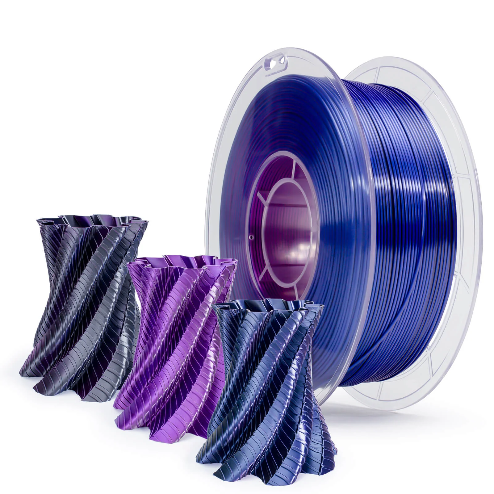 ZIRO Tri-color Silk PLA Filament 1.75mm, Indigo Satin - Image 4