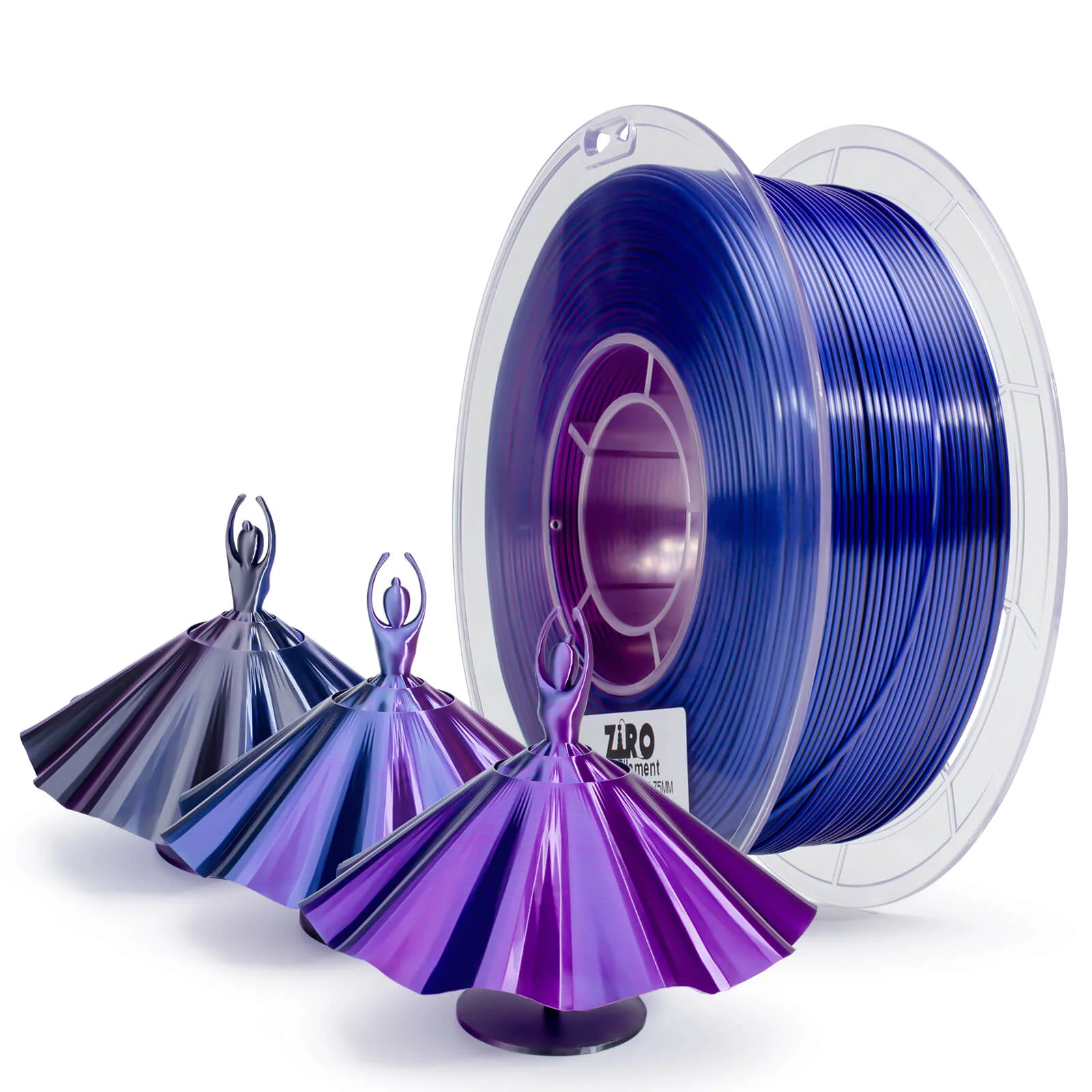 ZIRO Tri-color Silk PLA Filament 1.75mm, Indigo Satin - Image 5