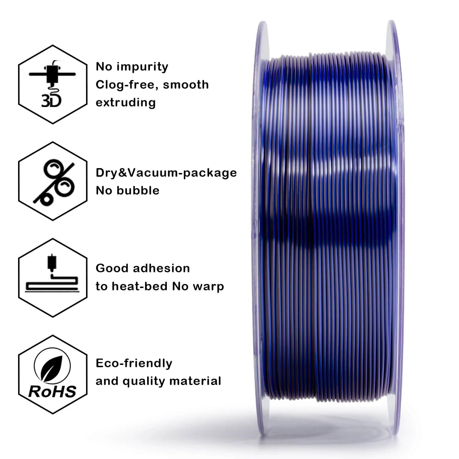 ZIRO Tri-color Silk PLA Filament 1.75mm, Indigo Satin - Image 9