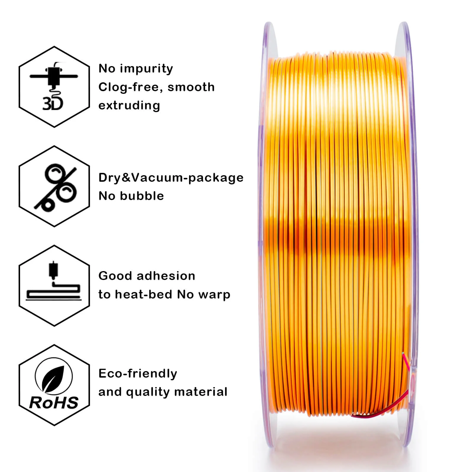 ZIRO Tri-color Silk PLA Filament 1.75mm, Metal Blossom - Image 5