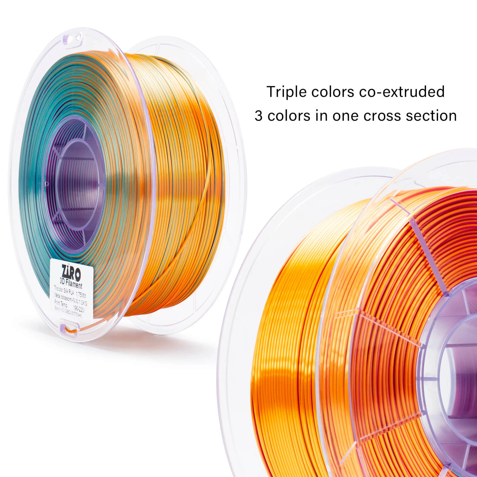 ZIRO Tri-color Silk PLA Filament 1.75mm, Metal Blossom - Image 8