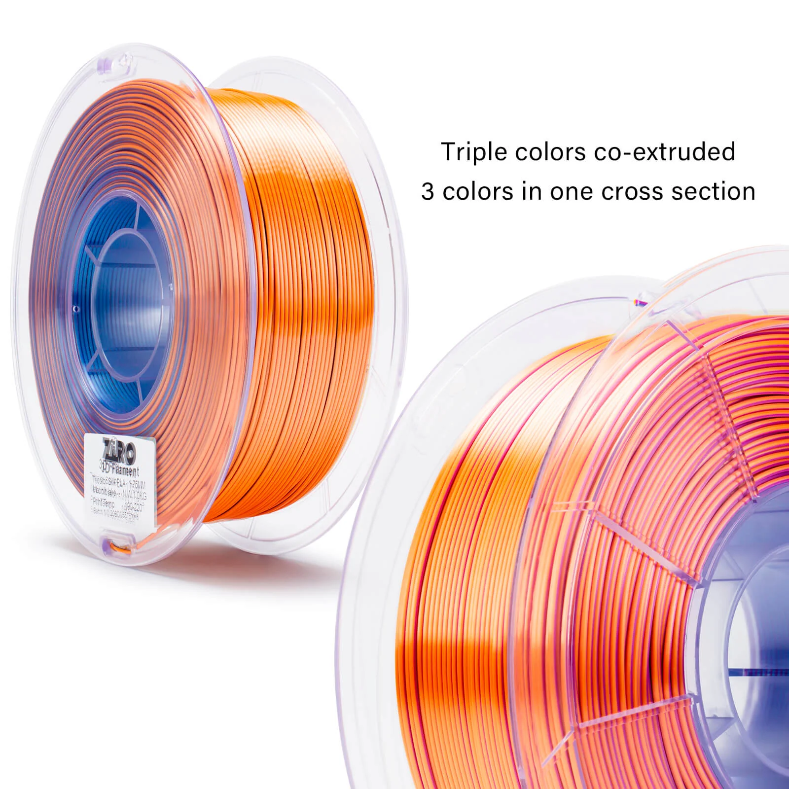 ZIRO Tri-color Silk PLA Filament 1.75mm, Moonlit Lake - Image 6