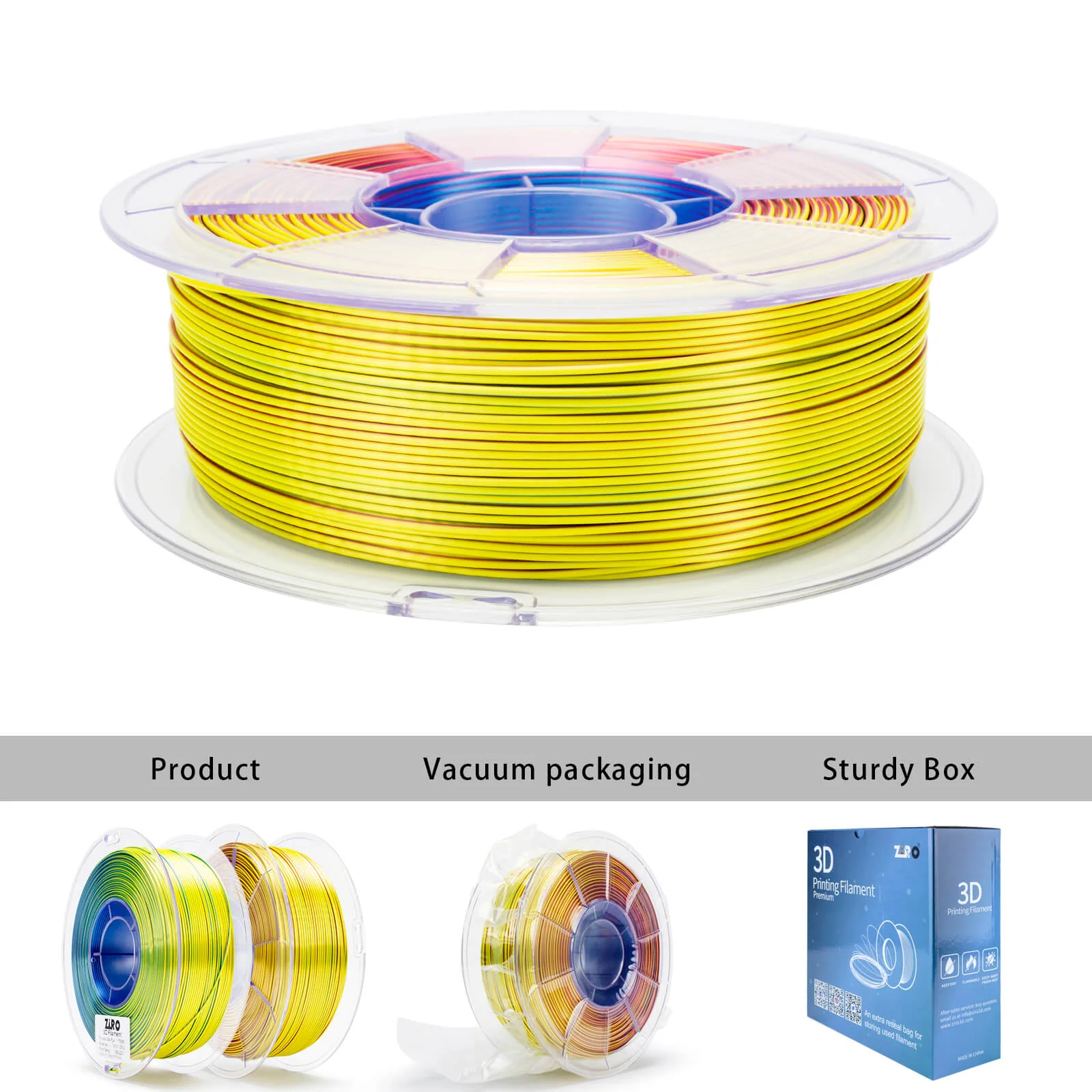 ZIRO Tri-color Silk PLA Filament 1.75mm, Polar Sky - Image 10