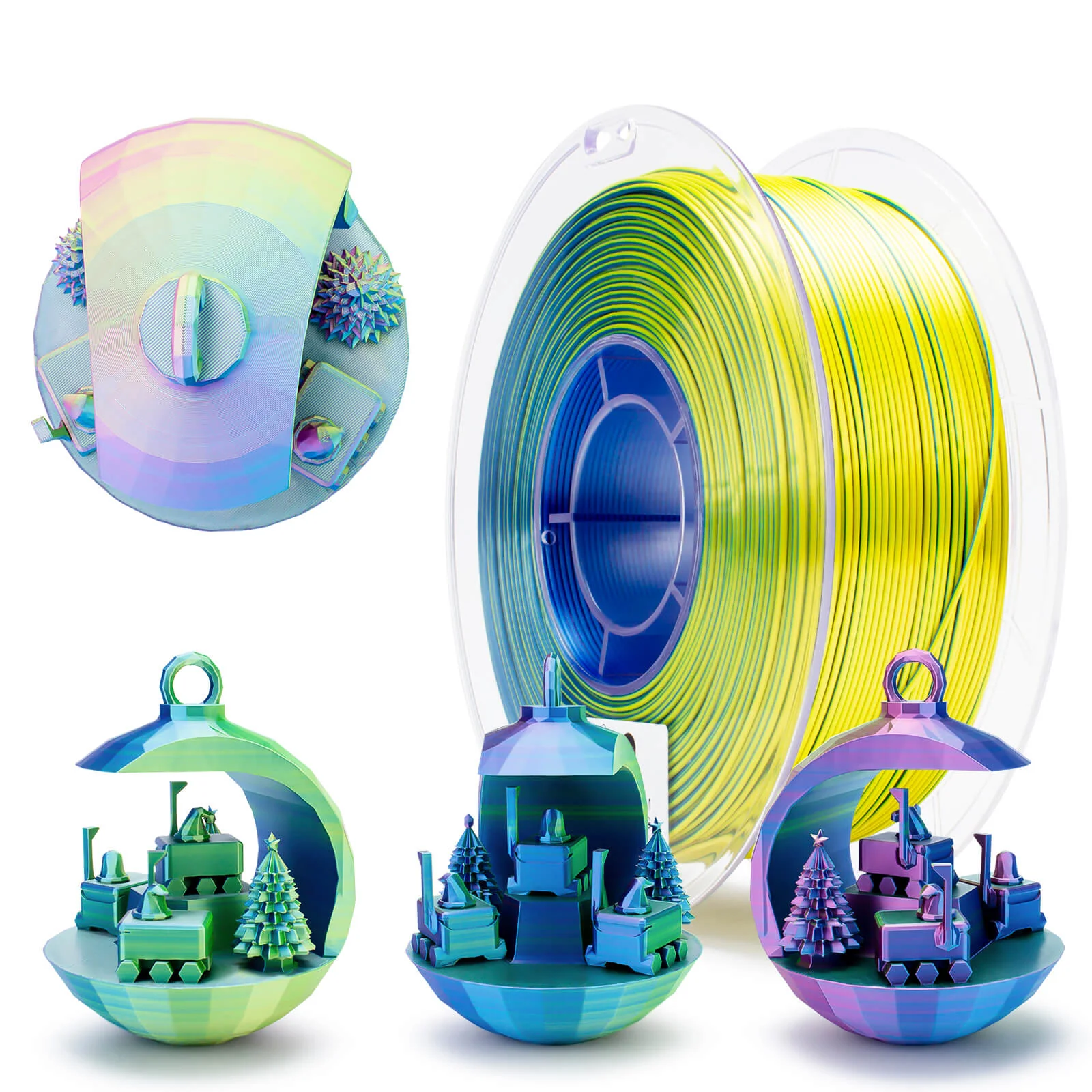 ZIRO Tri-color Silk PLA Filament 1.75mm, Polar Sky - Image 3