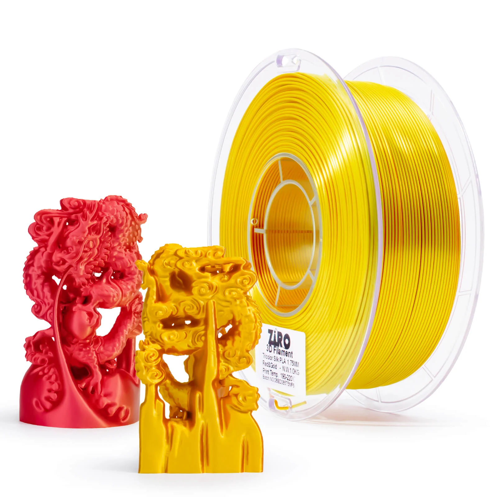 ZIRO Tri-color Silk PLA Filament 1.75mm, Red & Gold - Image 4