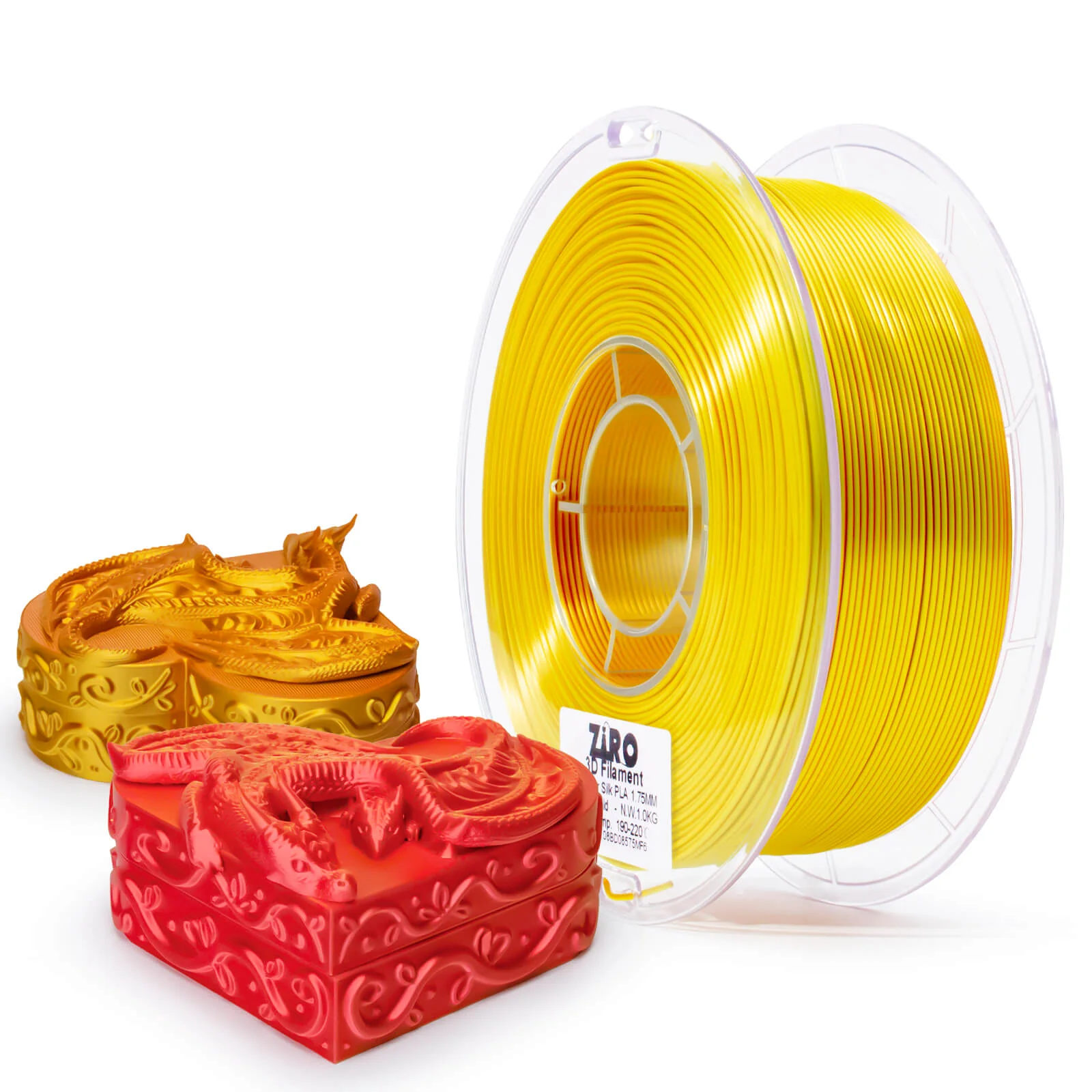 ZIRO Tri-color Silk PLA Filament 1.75mm, Red & Gold - Image 5
