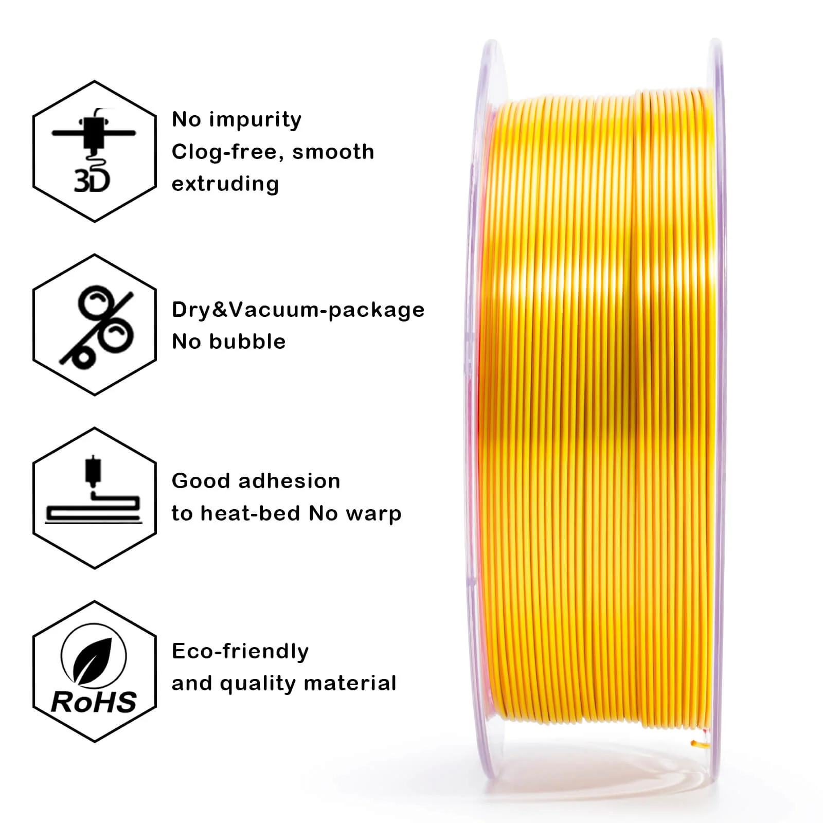 ZIRO Tri-color Silk PLA Filament 1.75mm, Red & Gold - Image 9
