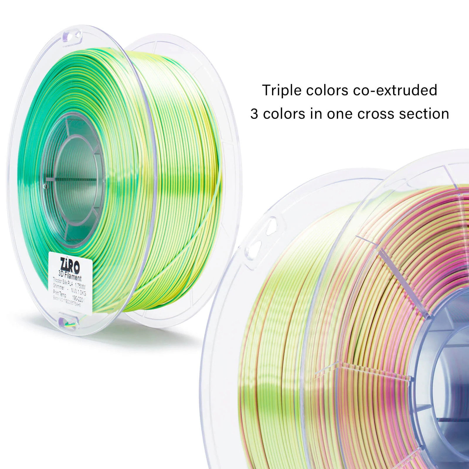 ZIRO Tri-color Silk PLA Filament 1.75mm, Shimmer - Image 11