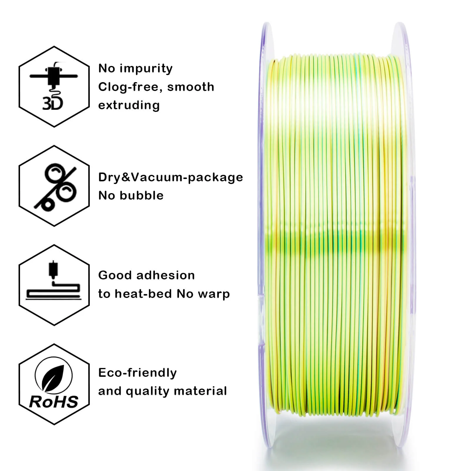 ZIRO Tri-color Silk PLA Filament 1.75mm, Shimmer - Image 12