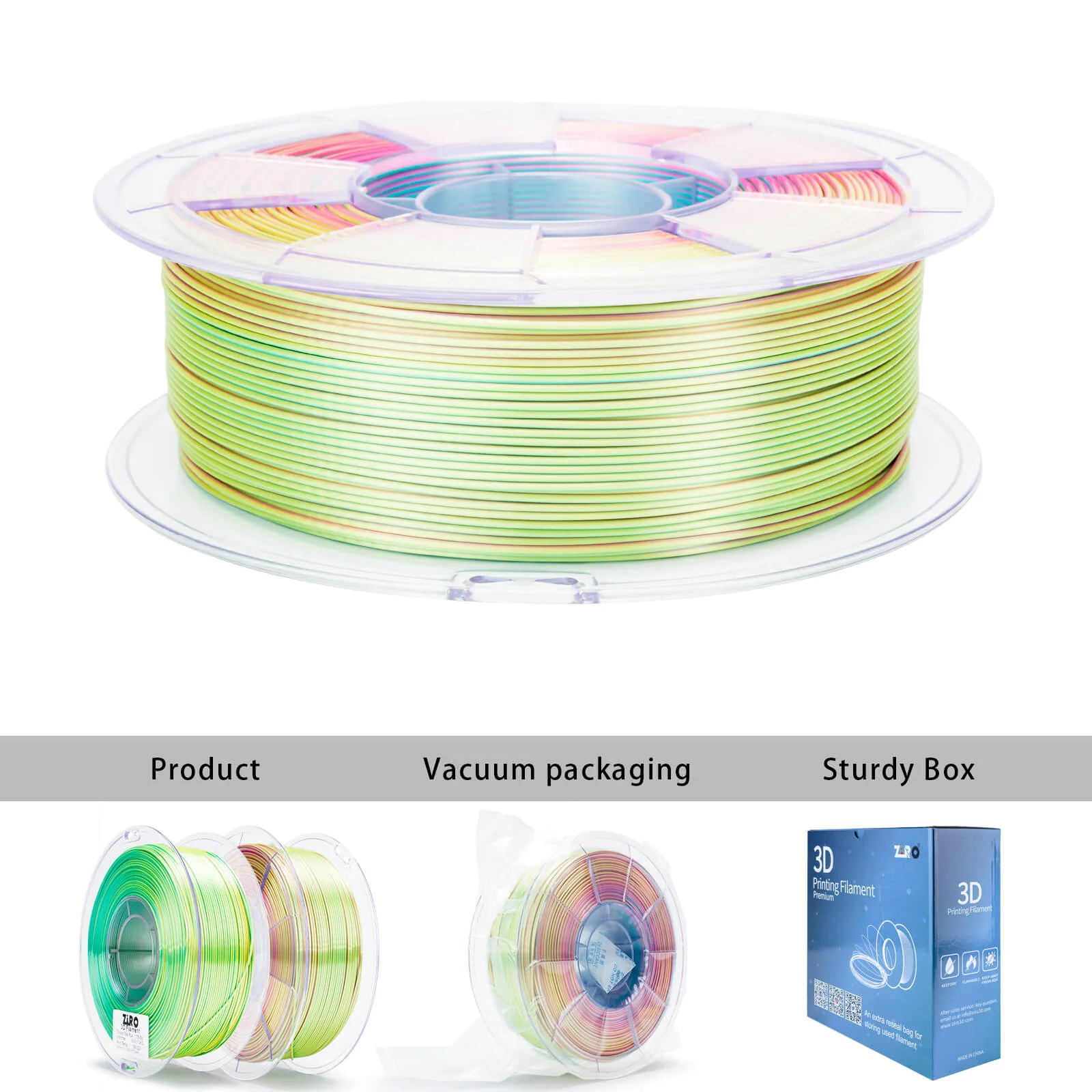 ZIRO Tri-color Silk PLA Filament 1.75mm, Shimmer - Image 13