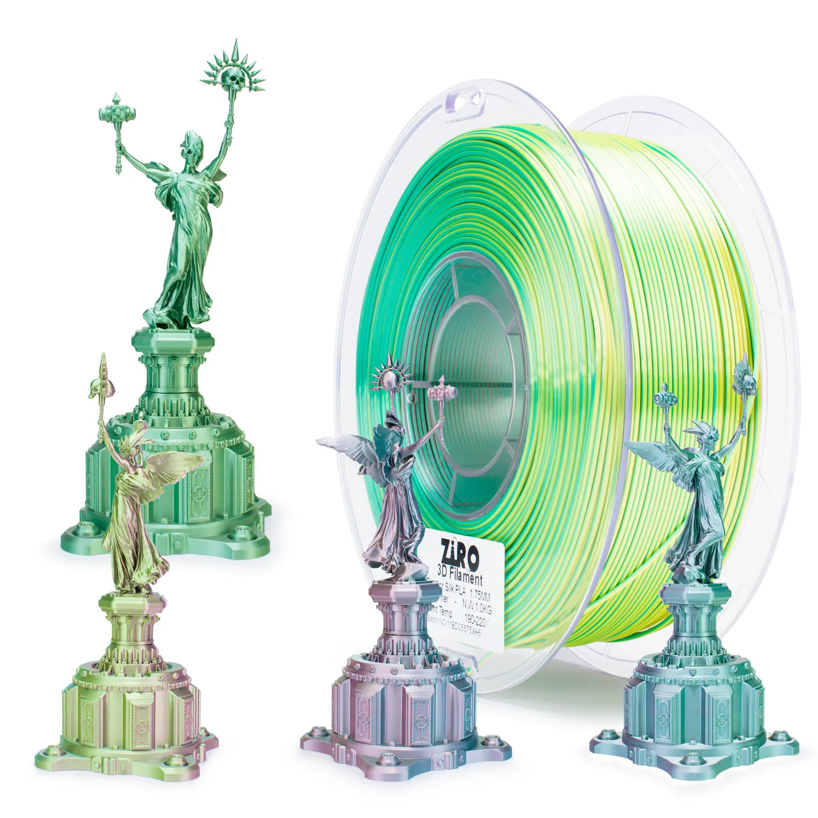 ZIRO Tri-color Silk PLA Filament 1.75mm, Shimmer - Image 3