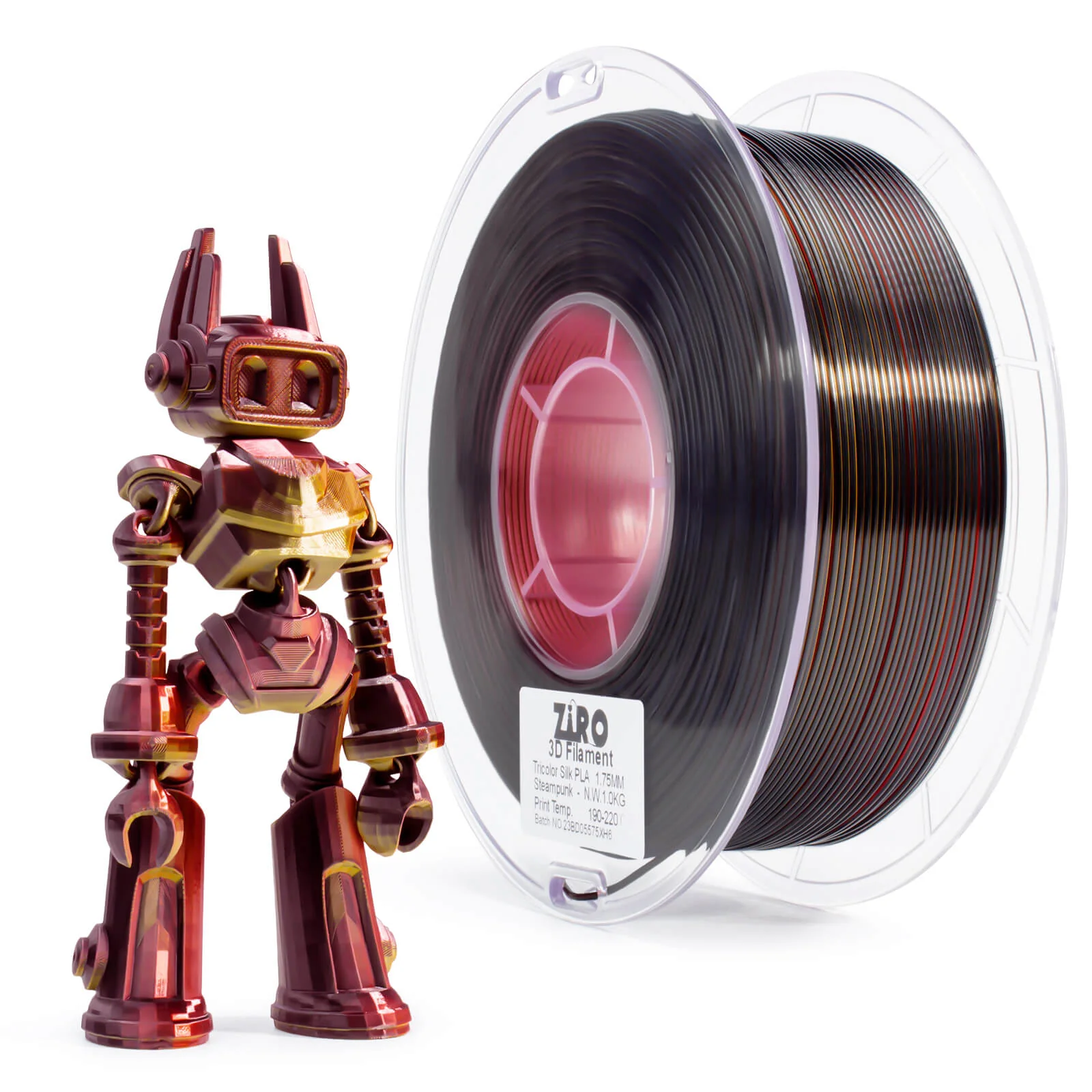 ZIRO Tri-color Silk PLA Filament 1.75mm, Steam Punk - Image 3