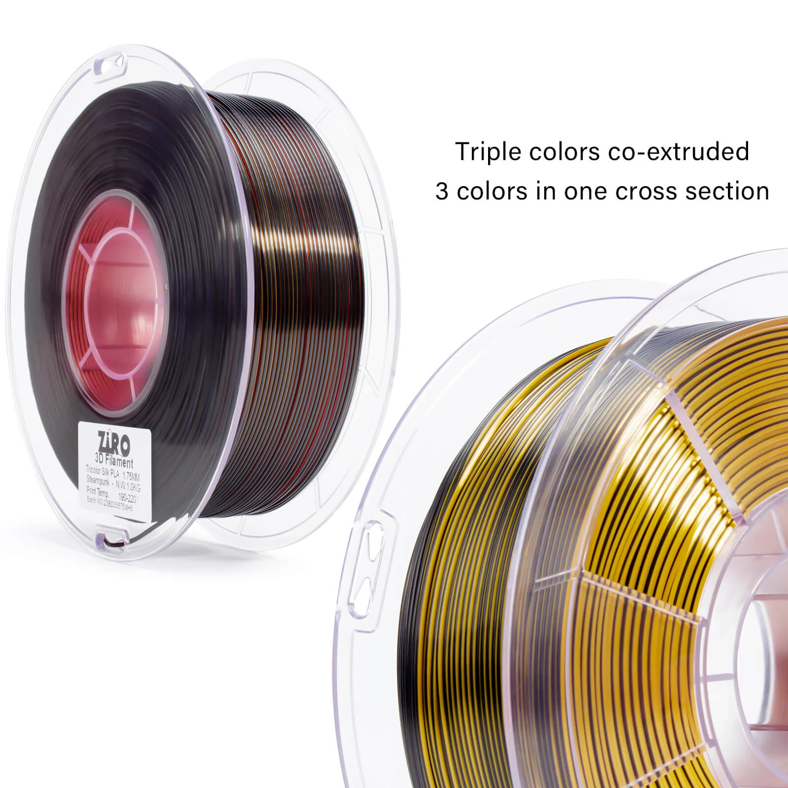 ZIRO Tri-color Silk PLA Filament 1.75mm, Steam Punk - Image 7