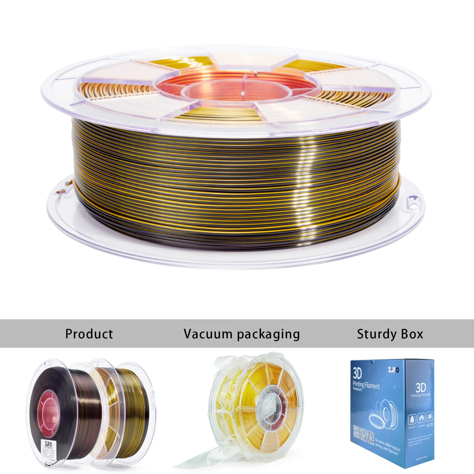 ZIRO Tri-color Silk PLA Filament 1.75mm, Steam Punk - Image 9